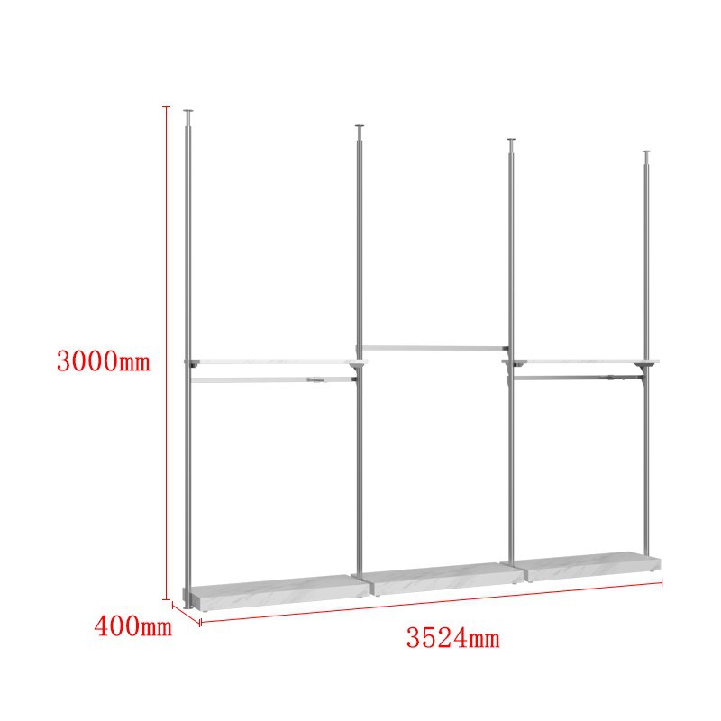 Acero inoxidable Tianzhu tienda de ropa estante de exhibición estante de exhibición tipo piso simple elevación de pared superior armario de prendas de hombre