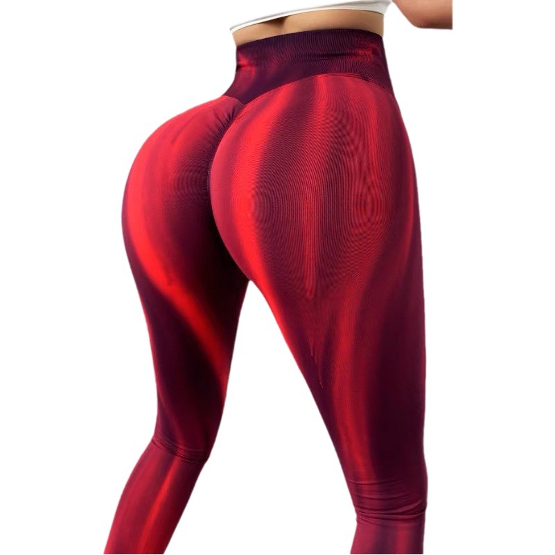 Pantalones de yoga ajustados de cintura alta teñidos anudados europeos y americanos cuidadosamente seleccionados que absorben la humedad, de secado rápido y transpirables, leggings deportivos transfronterizos para mujeres