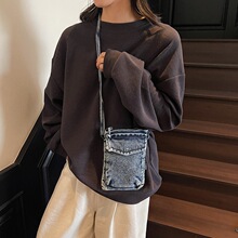 牛仔布手机包女2025新款百搭时尚单肩休闲零钱小包骑行运动斜挎包