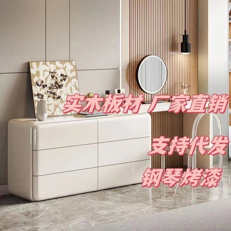 クリーム風収納闘箱化粧台一体主臥伸縮塗装化粧台イタリア式コーナー実木化粧台|undefined