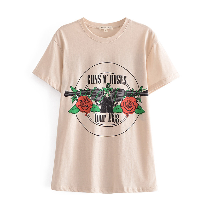 Rose print round neck T-shirt NSAM48915