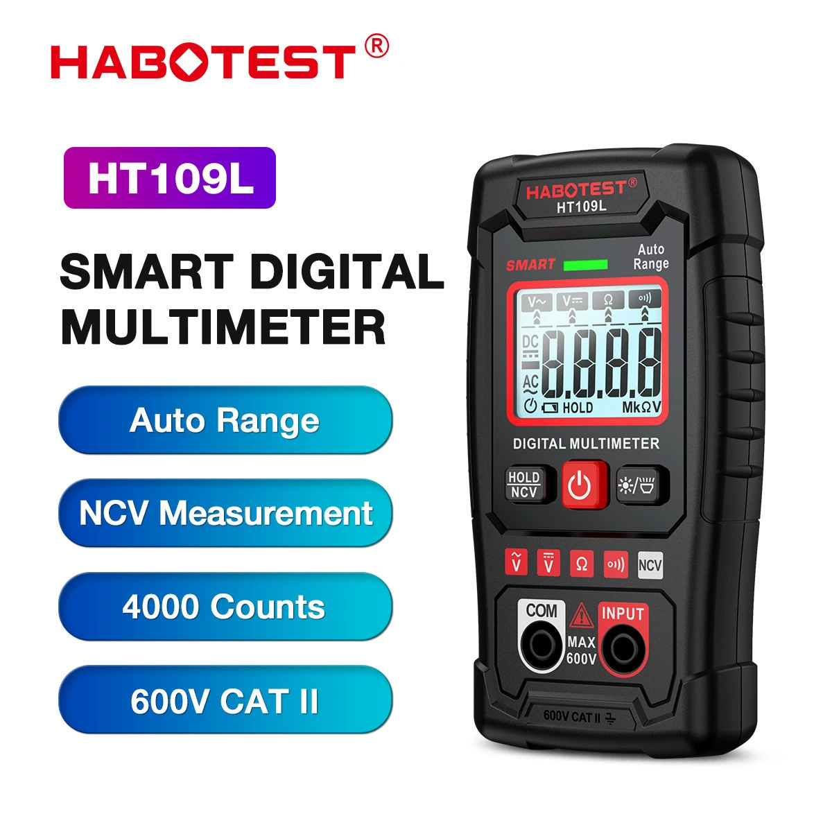 HABOTEST Huabo HT109L цифровой мультиметр мини-интеллектуальный антигоревший электрик ремонт мультиметр