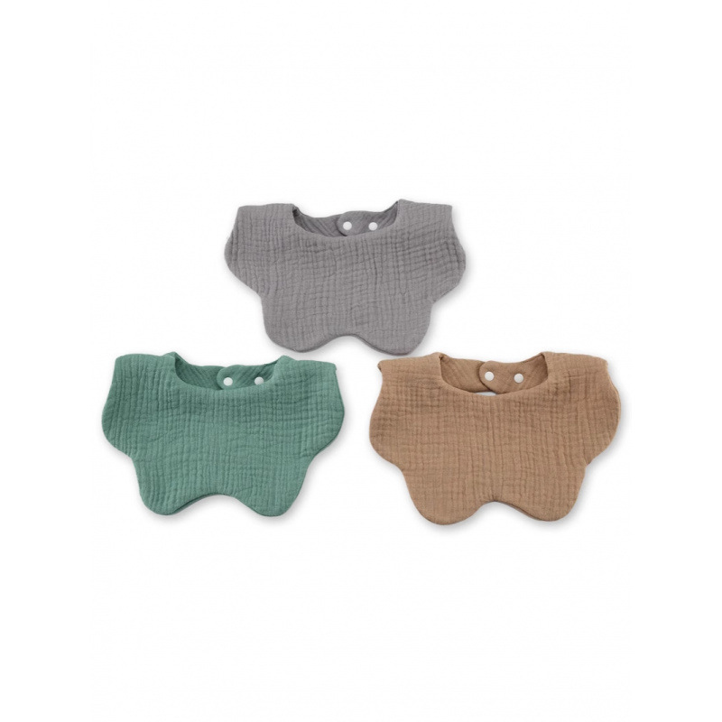 Waterproof Bib Type A, Nordic Style, Pure Cotton, for Baby Boys, Double-Sided, Autumn and Winter, Large Size, Cute Petal Design