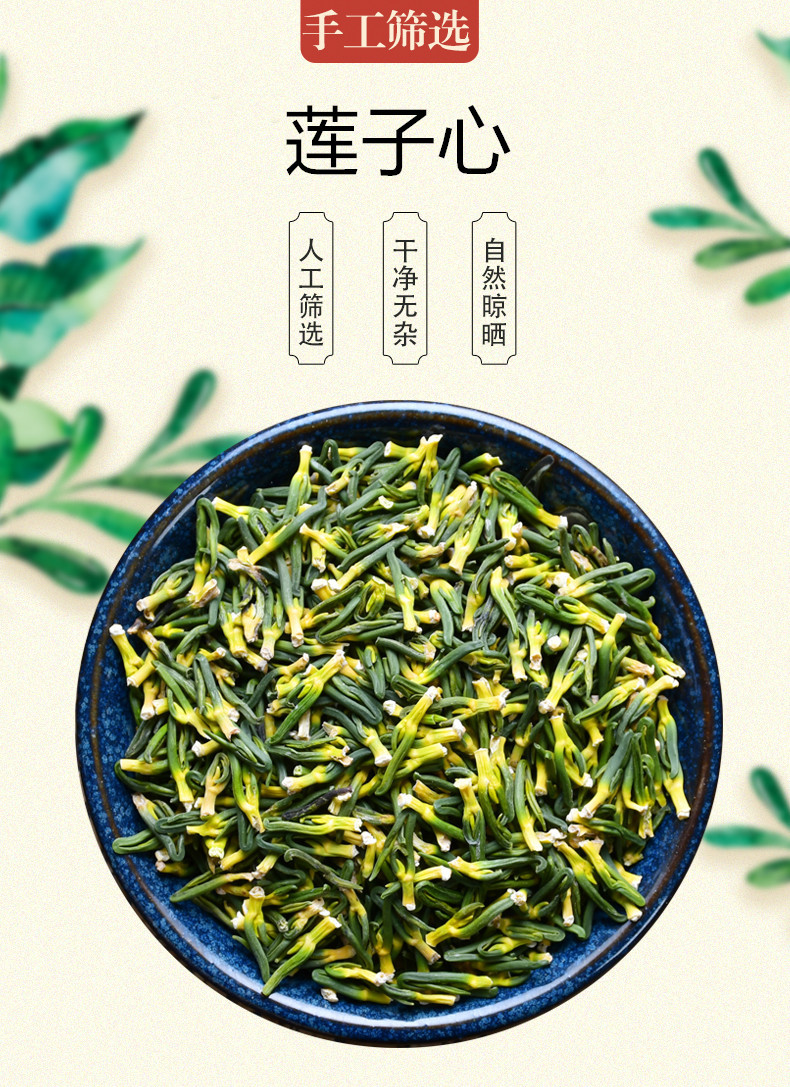 Lotus Plumule Lian Zi Xin 60g Jar Dried Nelumbo nucifera Embryo for Herbal Tea and Decoction overview