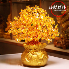 Manufacturer wholesale citrine money bag tree crystal fortune tree fortune tree cornucopia home decoration ornaments gifts