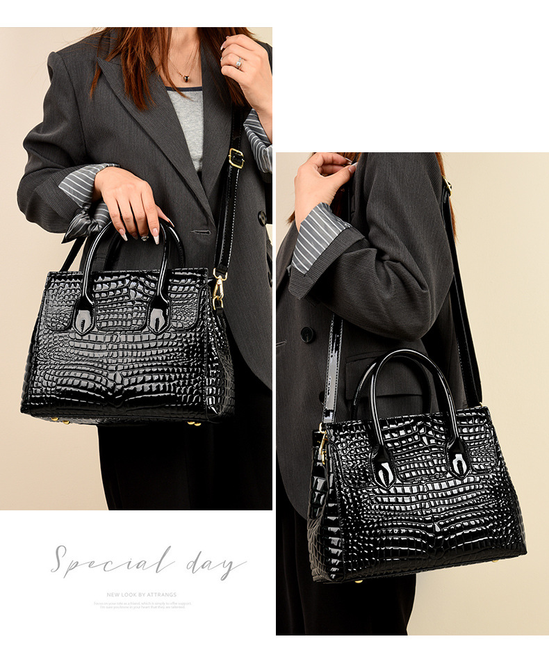 Bag Women's Bag 2024 Fashion Fashion High-capacity Tote Bag Foreign Trade Ladies Patent Leather Handbag_voghion.com