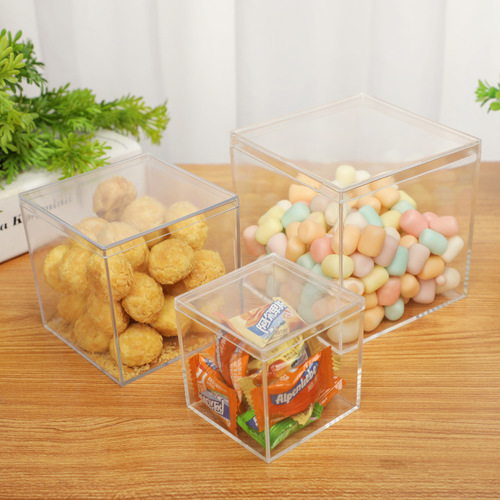 Multi-size square box acrylic square plastic box candy box transparent sky and earth cover manicure packaging box wholesale