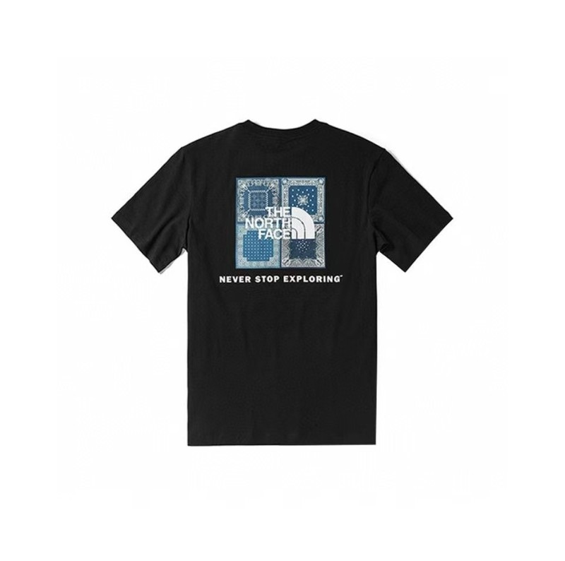 NTノースフェイスの純綿Tシャツの正しいバージョン、男性と女性用、カップル向けの同じスタイル、トレンディなプリント、幅広で多用途、カジュアル半袖|undefined