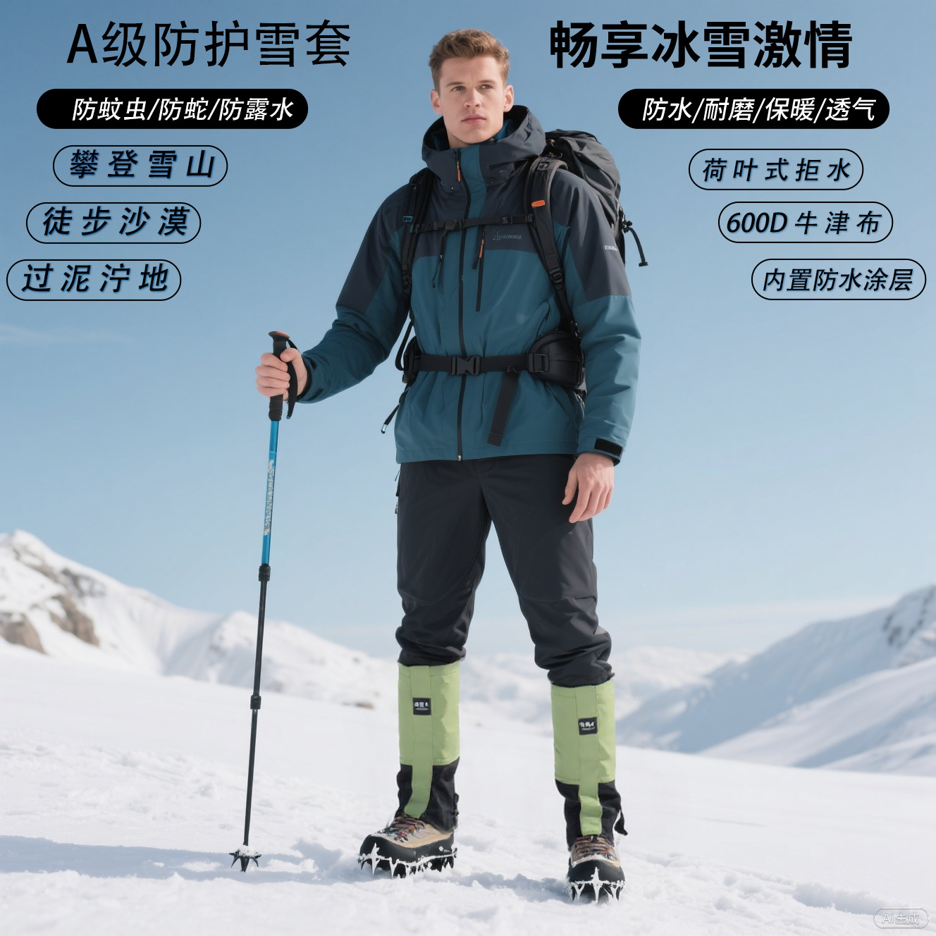Snow Cover, Snow-Proof and Waterproof Outdoor Leggings, Foot Covers, Hiking Desert Sand-Proof and Waterproof Shoe Covers, Ski Tribe People