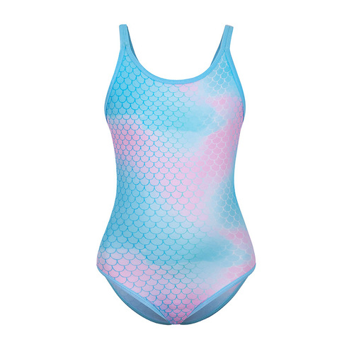 2024 European and American children's swimsuits, hot spring one-piece fish scale swimsuits, wholesale bikini for older children and girls, ready stock for beach