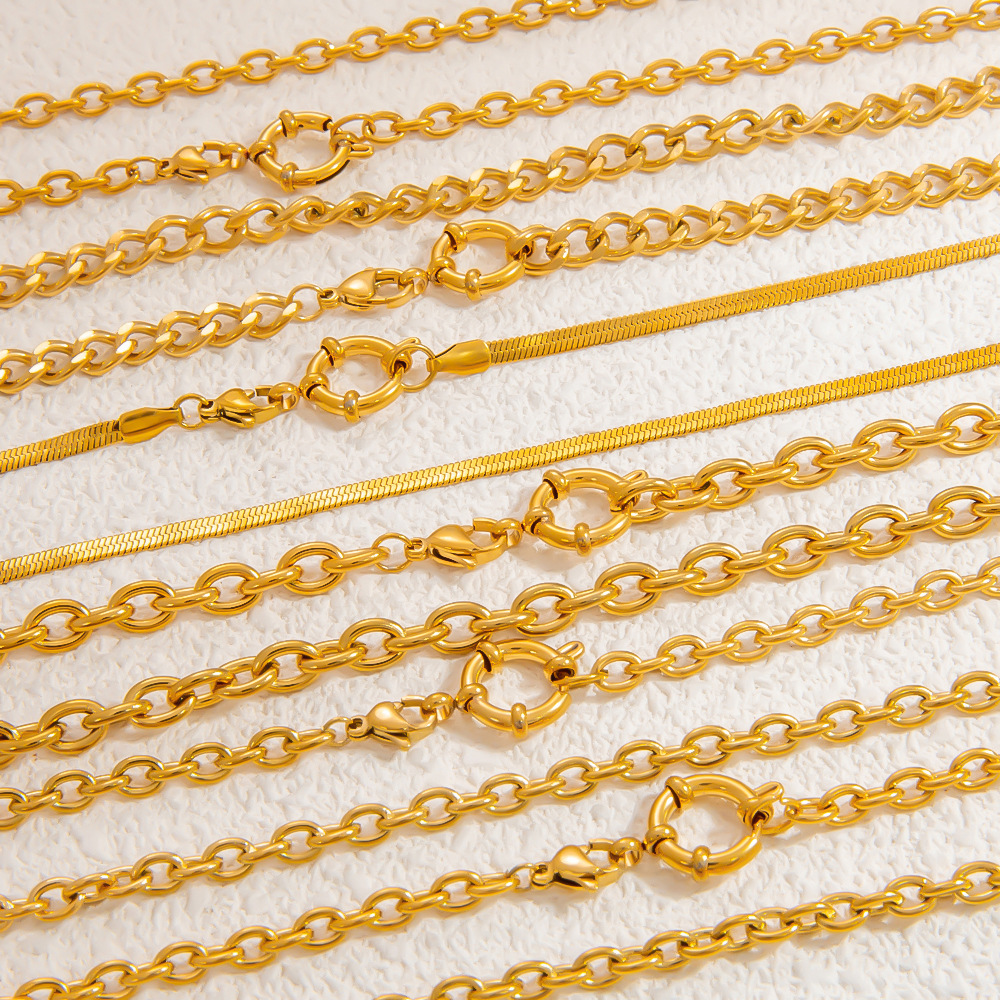 8g Weight PVD Coated Gold Plating Process Chain Jewelry Making Type 40-45cm Jewelry Making Size Lobster Trigger Clasp Closure Clasp Closure Type 18K Gold Plated Plating Material Paperclip Chain, cable chain, snake chain Chain Type 1 Piece Quantity 304 Stainless Steel Material Geometric Pattern Polished Finish Simple Style Style 1 Piece 304 Stainless Steel 18K Gold Plated PVD Coated Paperclip Chain Cable Chain Snake Chain Polished 40-45cm DIY Jewelry Accessories Chain Simple Style Geometric 3