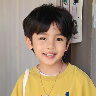 Children's Wigs, Boys, Baby Photos, Short Straight Hair, Oblique Bangs, Black Straight Wigs, Full Headgear, Wholesale in Stock