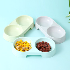 Wholesale Small Macaron Color Pet Double Bowl Nordic Ins Style Plastic Cat Bowl Dog Bowl Dog Plate Pet Bowl