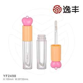 可爱粉色厚壁爱心顶盖唇彩管唇釉瓶唇蜜管唇妆包材逸丰工厂批发
