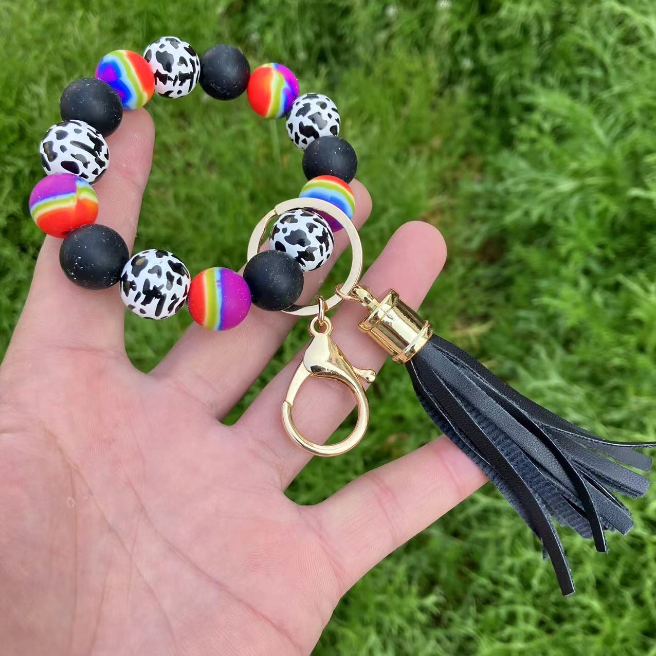 50g Weight Bracelets, Keychain Classification 1 Piece Quantity Holiday, Daily Occasion Silica Gel Material Color Block Pattern Casual, Vacation Style 1 Piece Casual Vacation Color Block Silica Gel Bracelets Keychain 3