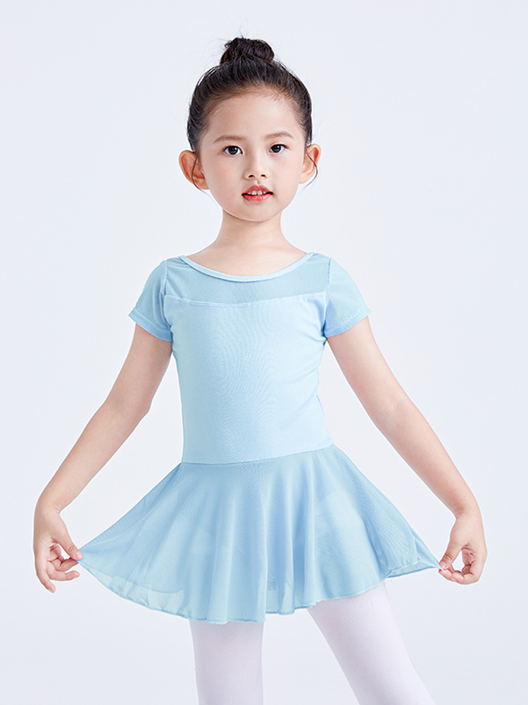 Mono de Ballet para Niñas, Leotardo de Danza para Niñas, Mono de Malla de Manga Corta para Niñas, Ropa de Entrenamiento Corporal para Niñas