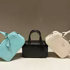 Coach New Satchel Bowling Small Square Bag Genuine Leather Top Handle Crossbody Shoulder Minimalist Handbag for Women Commute