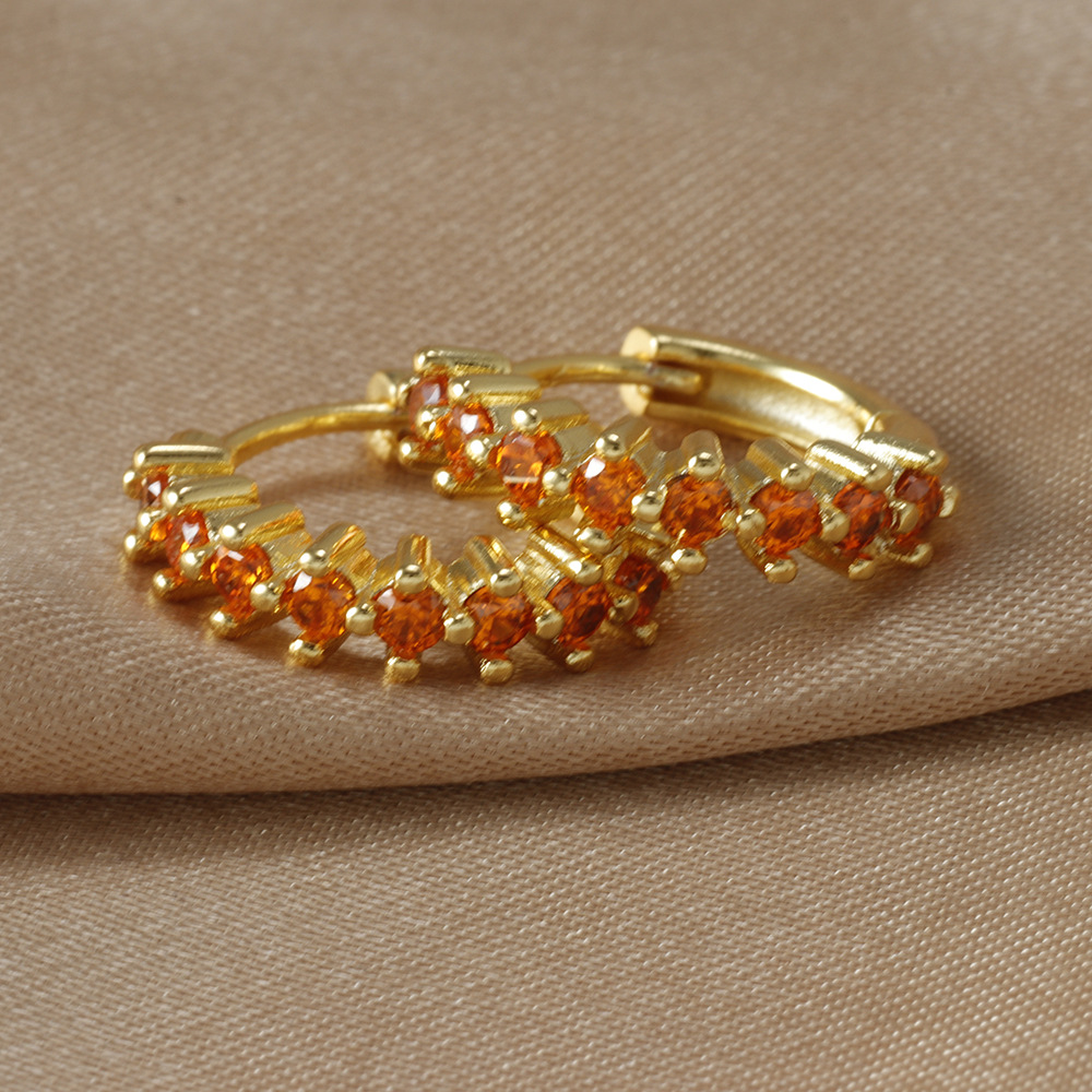 Plating Design 1 Pair Vintage Style Geometric Plating Copper Zircon Earrings