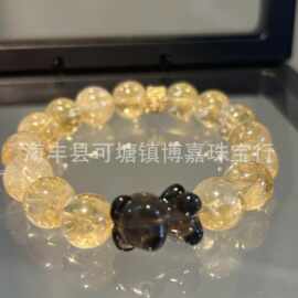 批发天然黄阿塞水晶手串DIY搭配冰曜小熊可可爱爱设计款手串手链
