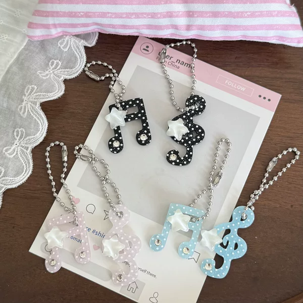 Korean and Japanese Style Star and Musical Note Keychain Versatile Cute Backpack Pendant Gift Bag Decoration Wholesale