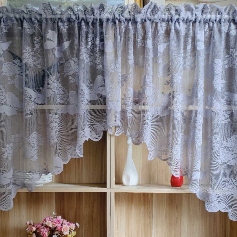 ✅ No-Drill Lace Door Curtain, Bedroom Fabric Sheer Curtain with Telescopic Rod, Living Room Partition Curtain, Home Use, All-Season Balcony Decoration