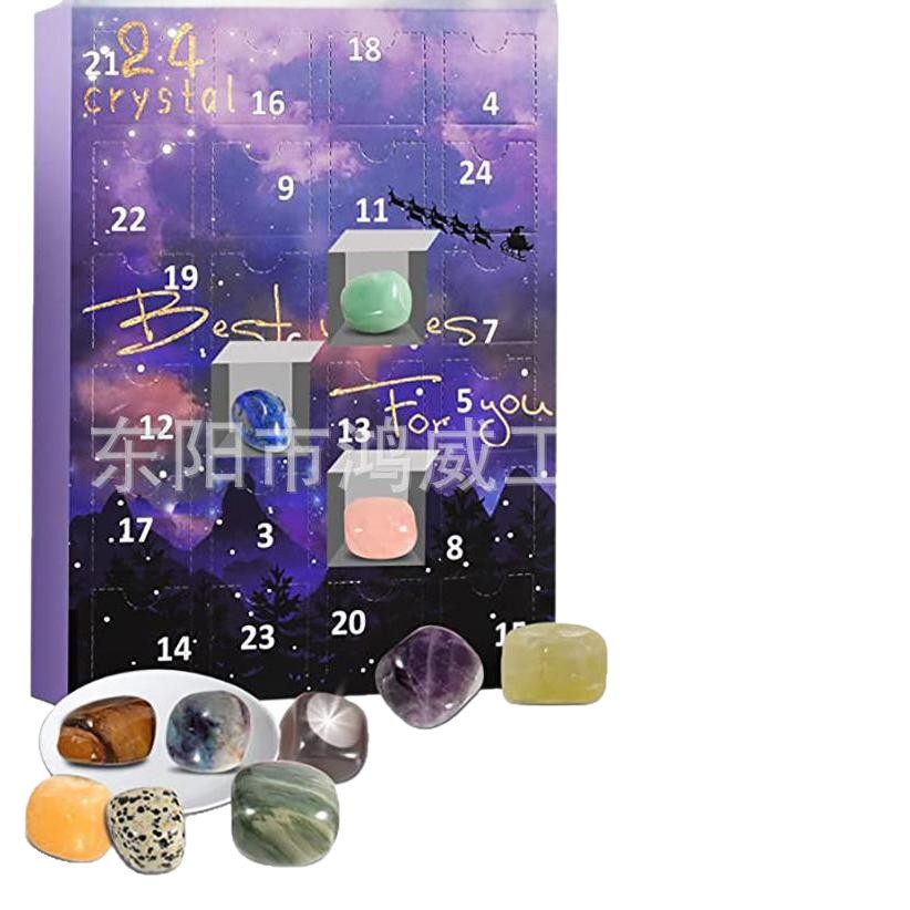 Caja Ciega de Calendario de Adviento de Piedras de 24 Casillas para Navidad