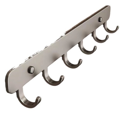 Door gun gray clothes hooks wall hanging test wardrobe towels bathroom row hooks tiles no punching bathroom clothes hooks