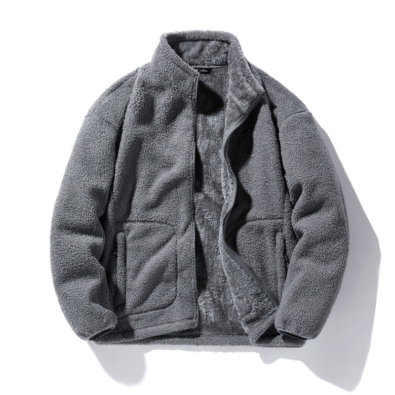 New outdoor Teddy velvet jacket men's autumn and winter fleece jacket stand collar loose fleece-lined thick warm casual jacket New outdoor Teddy velvet jacket men's autumn and winter fleece jacket stand collar loose fleece-lined thick warm casual jacket