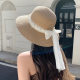 French Style Lace Bow Pearl Straw Hat Women's Summer Big Brim Face Fisherman Hat Sunscreen Breathable Sun Hat
