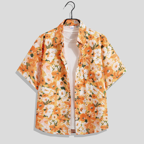 Hawaiian floral shirt beach set, summer thin version, Sanya tourism for men and women, couple size, loose casual five-pocket pants