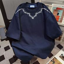 200克ins潮牌街头重磅纯棉宽松短袖美式创意纯棉T恤男女夏季情侣