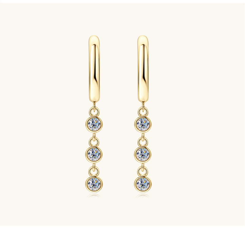 Simple Style Geometric Sterling Silver Gra Plating Inlay Moissanite Drop Earrings display picture 2