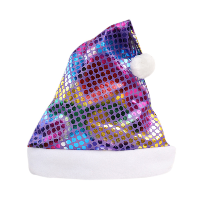 Sombreros de Navidad de impresión transfronteriza, nuevos sombreros de Navidad de impresión de color gradiente, sombreros de perlas para decoración de fiestas