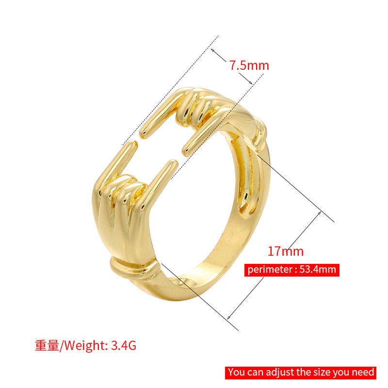 Wholesale Jewelry Finger Hug Shape Copper Ring Nihaojewelry display picture 4