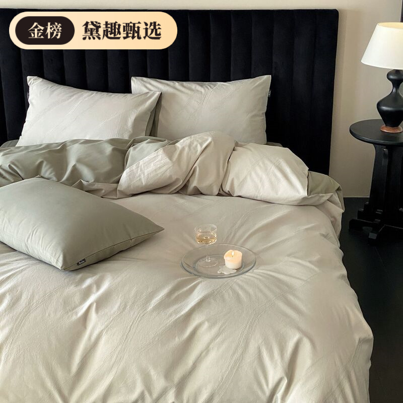 新款A类全棉长绒棉100S简约色织空气大提花加厚磨毛床单床笠四件|undefined