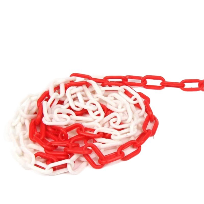 Cadena de advertencia de cadena de plástico rojo y blanco Cadena de plástico cónica de aislamiento Cadena colgante amarillo y negro Cadena
