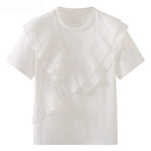 夏新款短袖t恤女宽松设计感小众荷叶边上衣