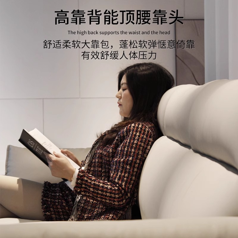 Sofá para sala de estar, apartamento pequeño, tres plazas, sofá de cuero de fila recta, apartamento pequeño Foshan, cuero de primera calidad, entrega en 13 días.