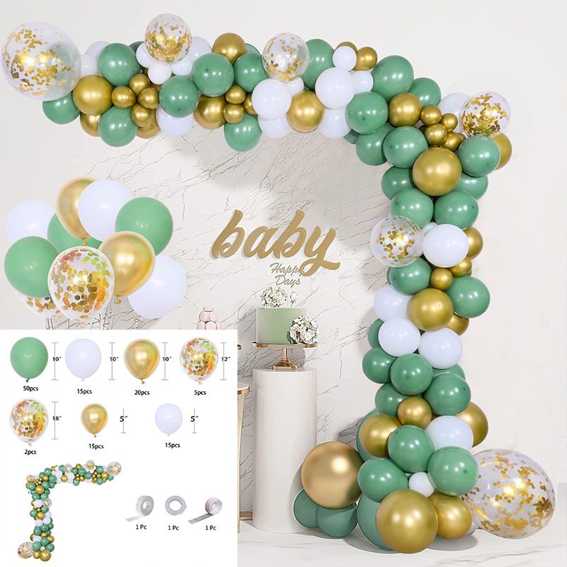 Amazon cumpleaños globo decoración suministros de diseño de boda fiesta de inauguración set de globo cadena de globo verde