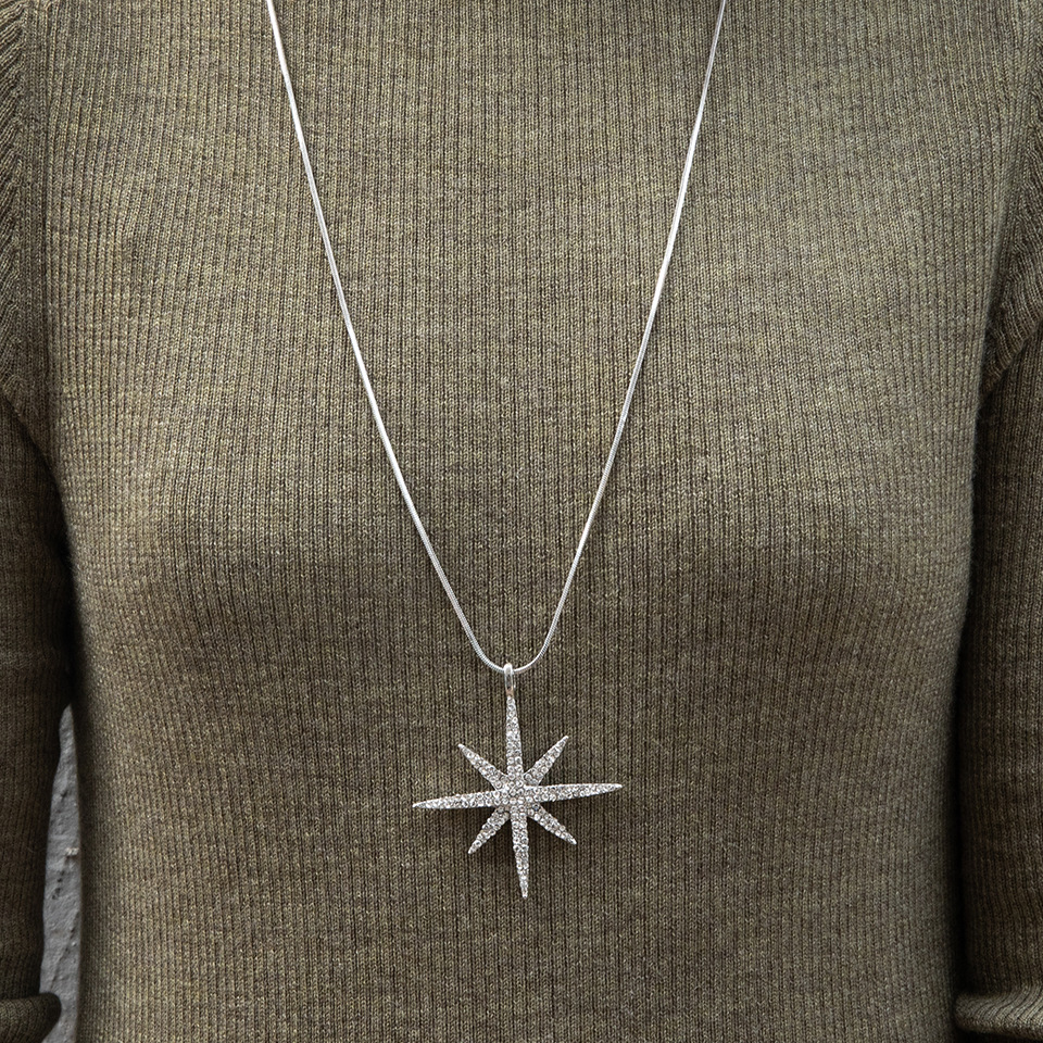 Fashion Simple Diamond Six-pointed Star Pendant Necklace display picture 5