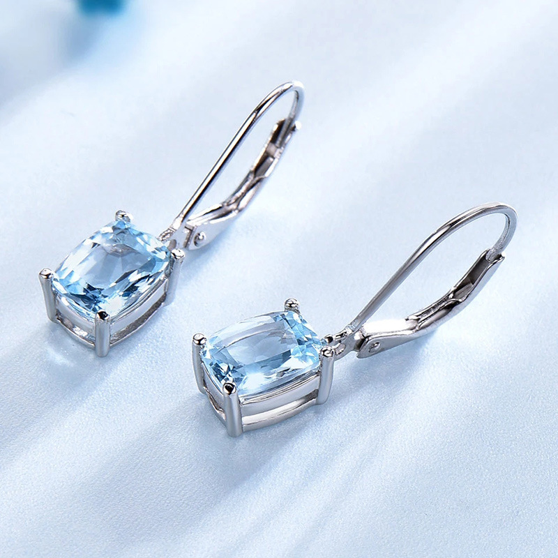 Fashion New Blue Topaz Drop Zircon Copper Earrings Wholesale display picture 3