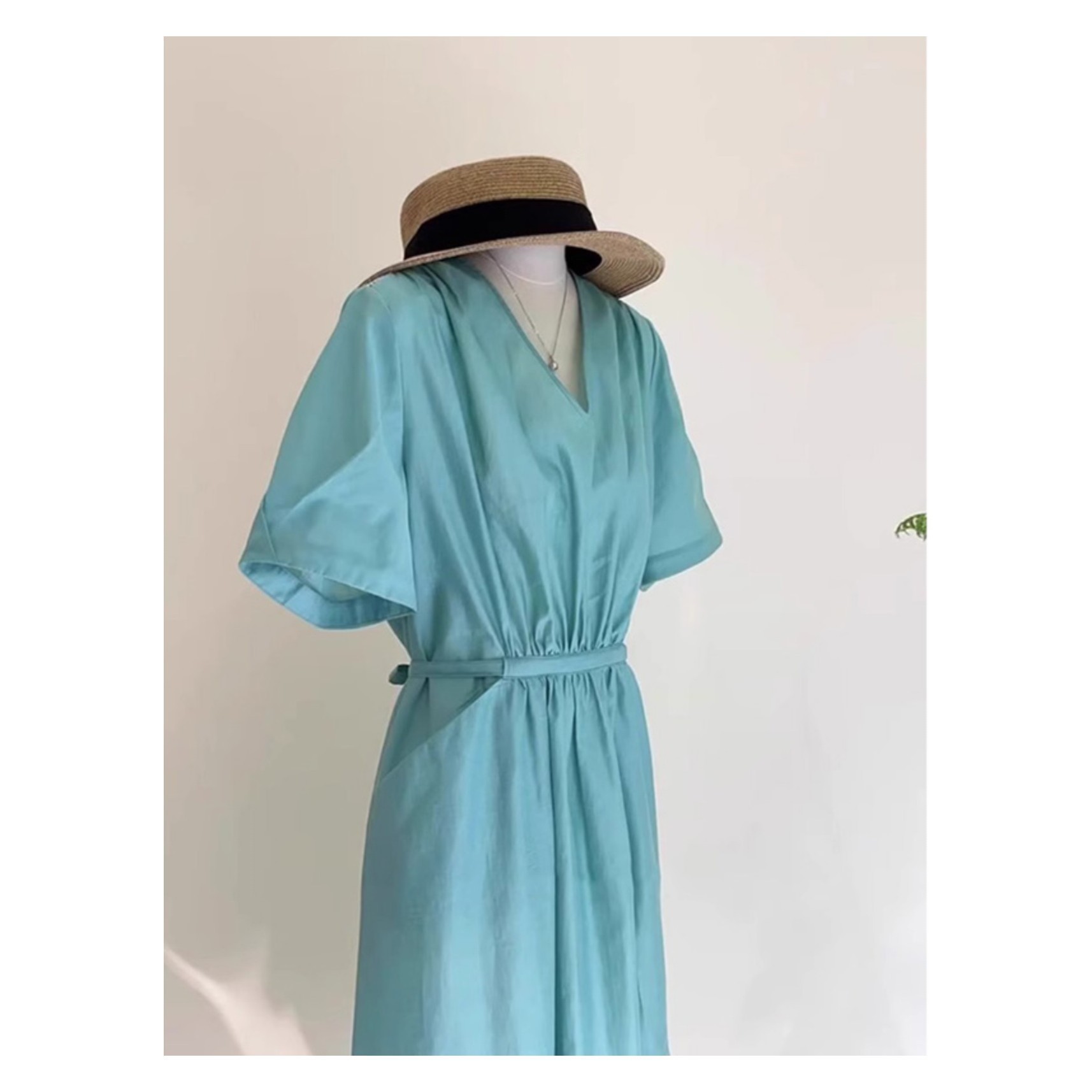 Đầm maxi nữ thắt eo dáng dài màu xanh dương mùa hè FL231978 — Đầm