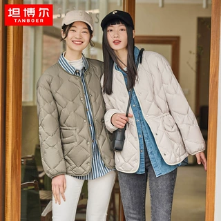 坦博尔羽绒服女新款时尚收腰女士保暖菱格羽绒外套团购TD236268