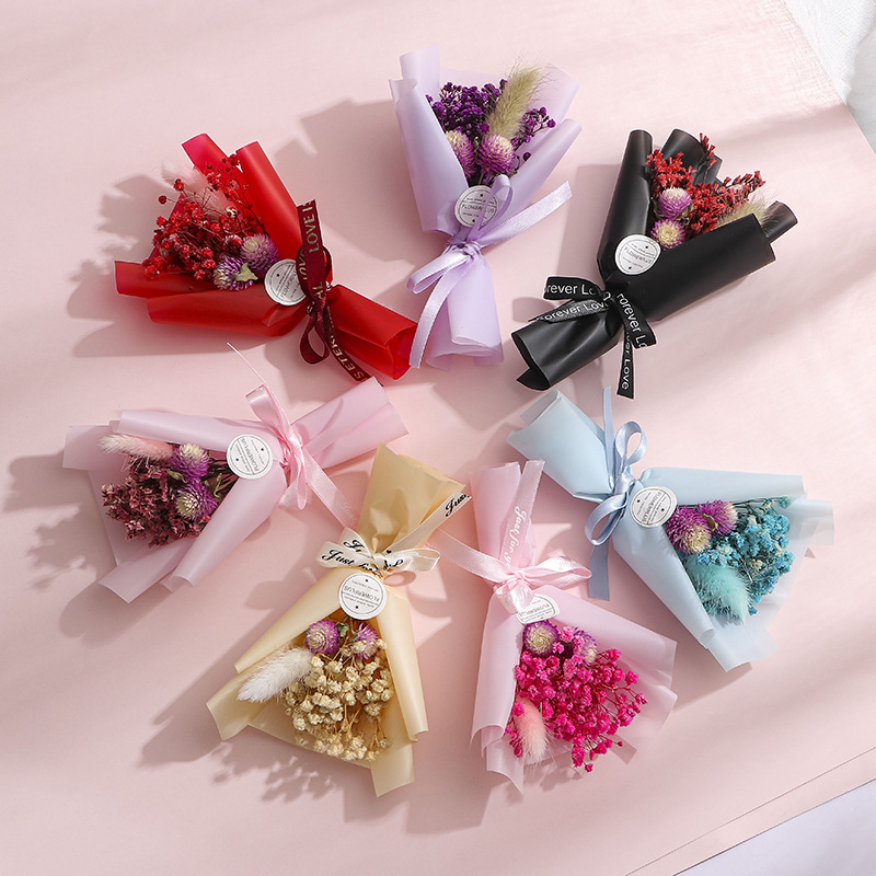 廠家千日紅滿天星乾花花束永生花送長輩送師長畢業節日愛心禮品
