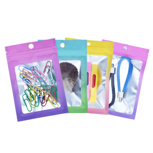 Purple gradient yin and yang bone bag, color window aluminum foil ziplock bag, jewelry trial contrasting color sealed packaging bag