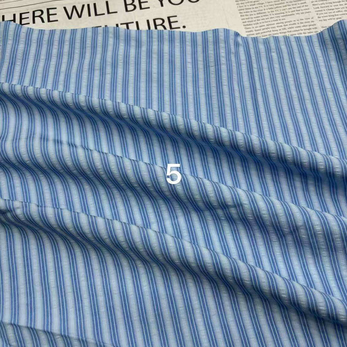 春夏彩色泡泡条子女装衬衫连衣裙吊带衫童装睡衣围裙半身裙蝴蝶结