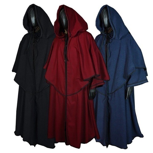 Medieval 5-color hooded cloak long robe cloak cloak long-sleeve wizard guide cloak cosplay