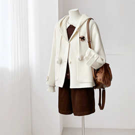 【恋冬心界】设计款郁金香系绳短款小个子羊毛大衣HL43-2
