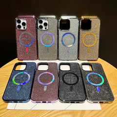 iPhone17Promaxに適した豪華な輝くダイヤモンド磁気メッキ外国貿易人気モデル、ヨーロッパとアメリカのApple 16携帯電話ケース15