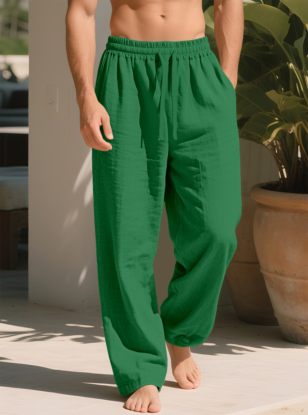 Transfronterizo TK Amazon spot nuevo otoño hombre europeo y americano de color sólido suelto rápido algodón seco rectas pantalones casuales